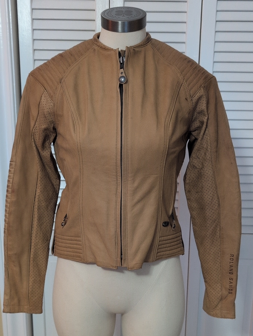 NEW Roland Sands, Women’s Tan Leather Zip Motorcycle Jacket, Sz M/S